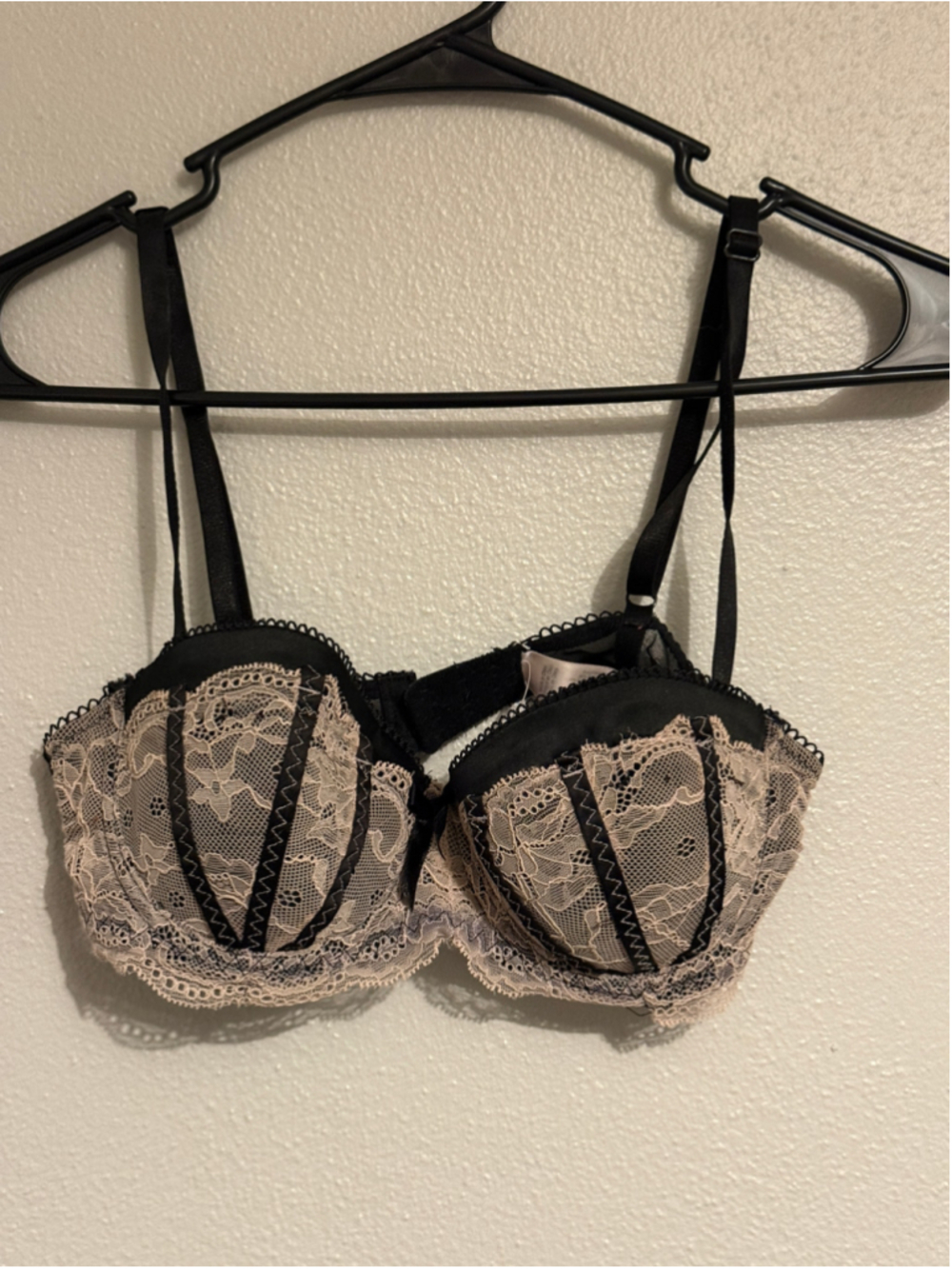 Sophie B 32B Black Beige Floral Lace Underwire Bra